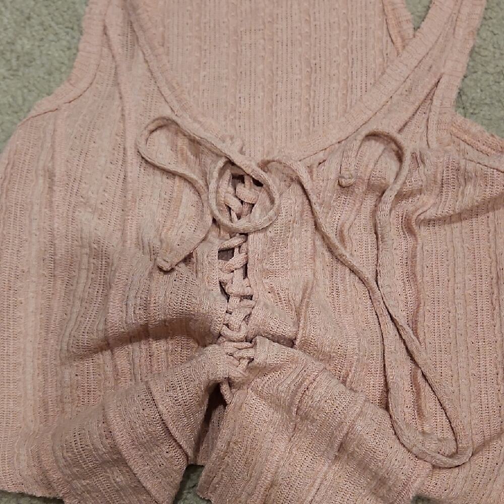 POL Ribbed Tank – Lace-Up Front, Small - Picture 3 of 4